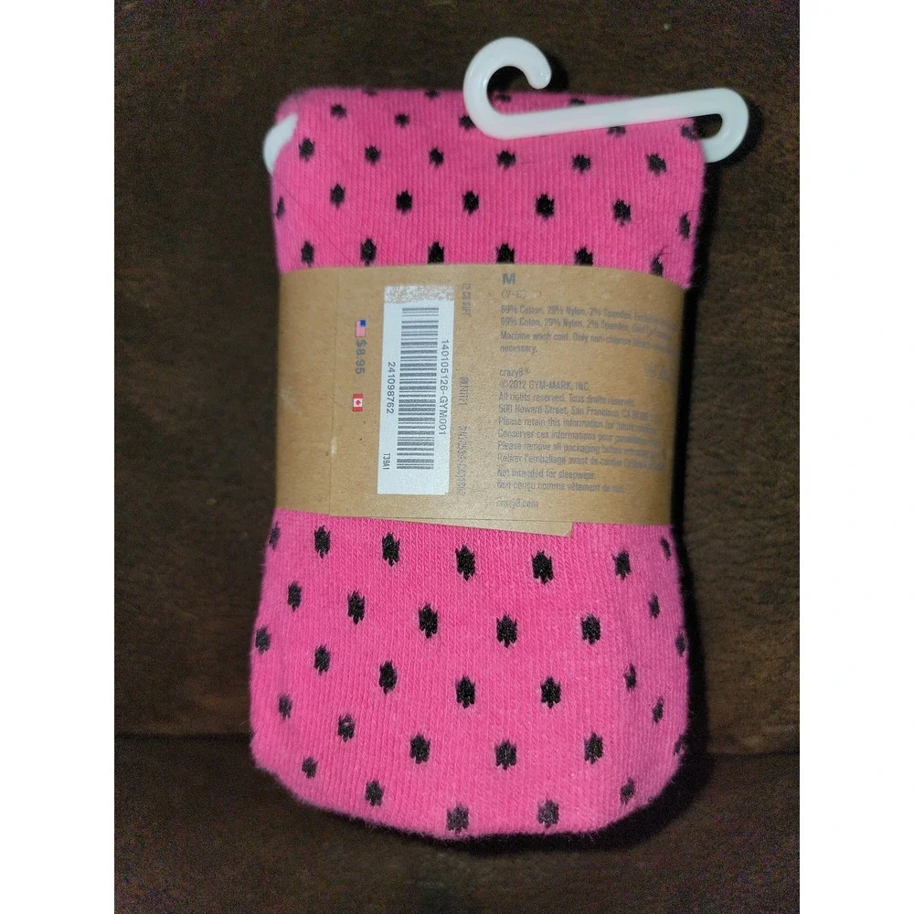 Crazy 8 purrfect kitty pink tights black polka dots size‎ medium 7 8 nwt